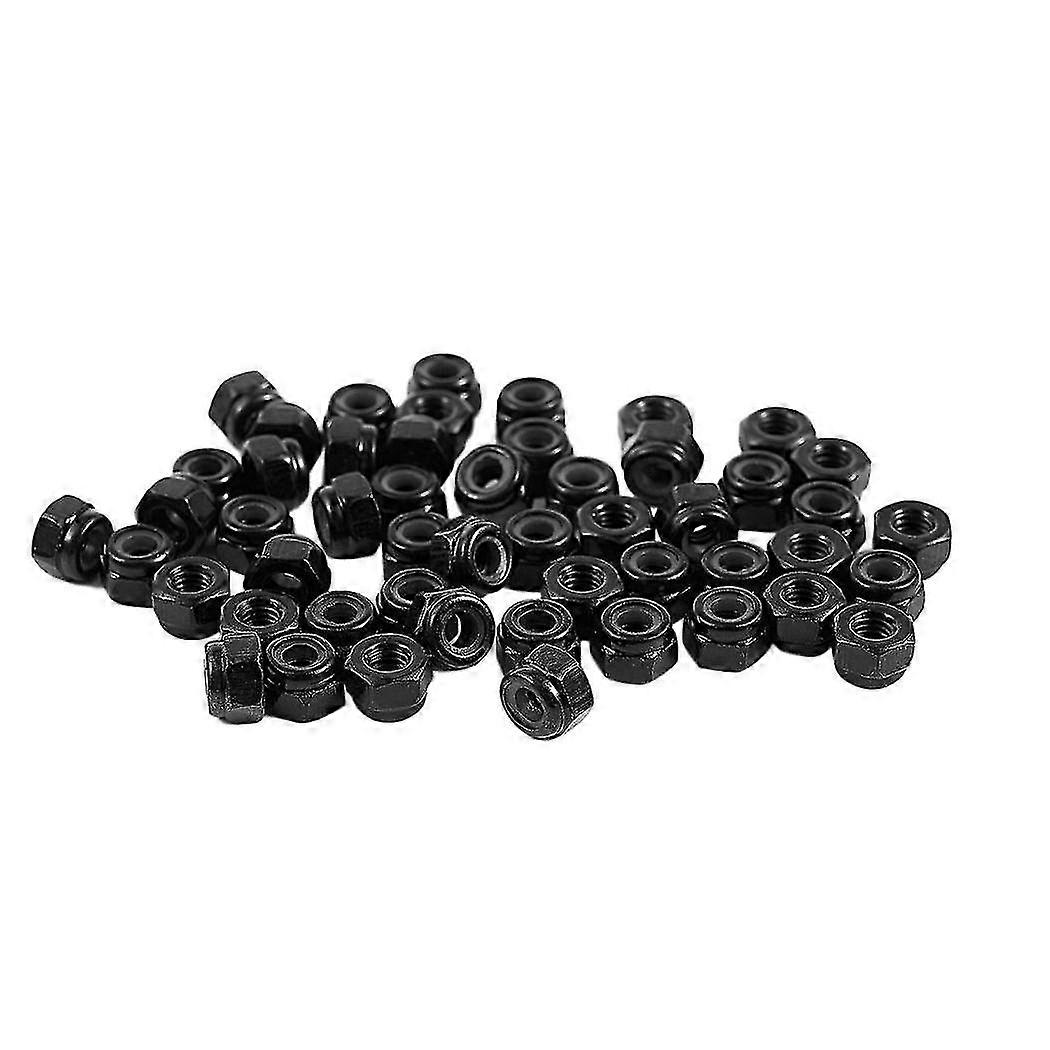 M2.5x0.45mm Zinc Plated Nylon Insert Hex Lock Nuts Black 50pcs