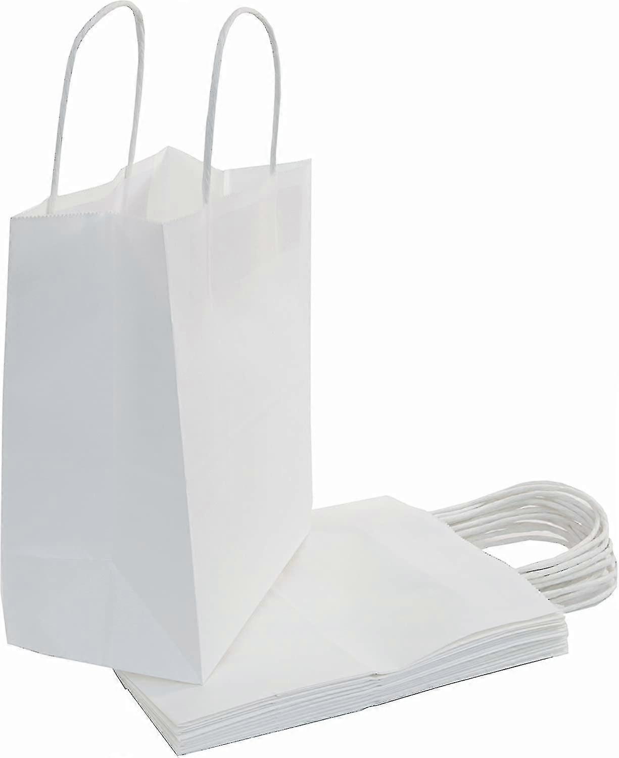 White Paper Bag With Handle In Bulk, 20 Pcs21*11*27