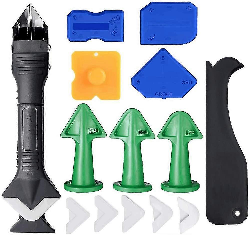 Silicone Caulking Tool Kit, 15 Pieces 3 In 1, Caulking Tool Kit With Plastic Scraper, Putty Tools, Perfect For Bathroom