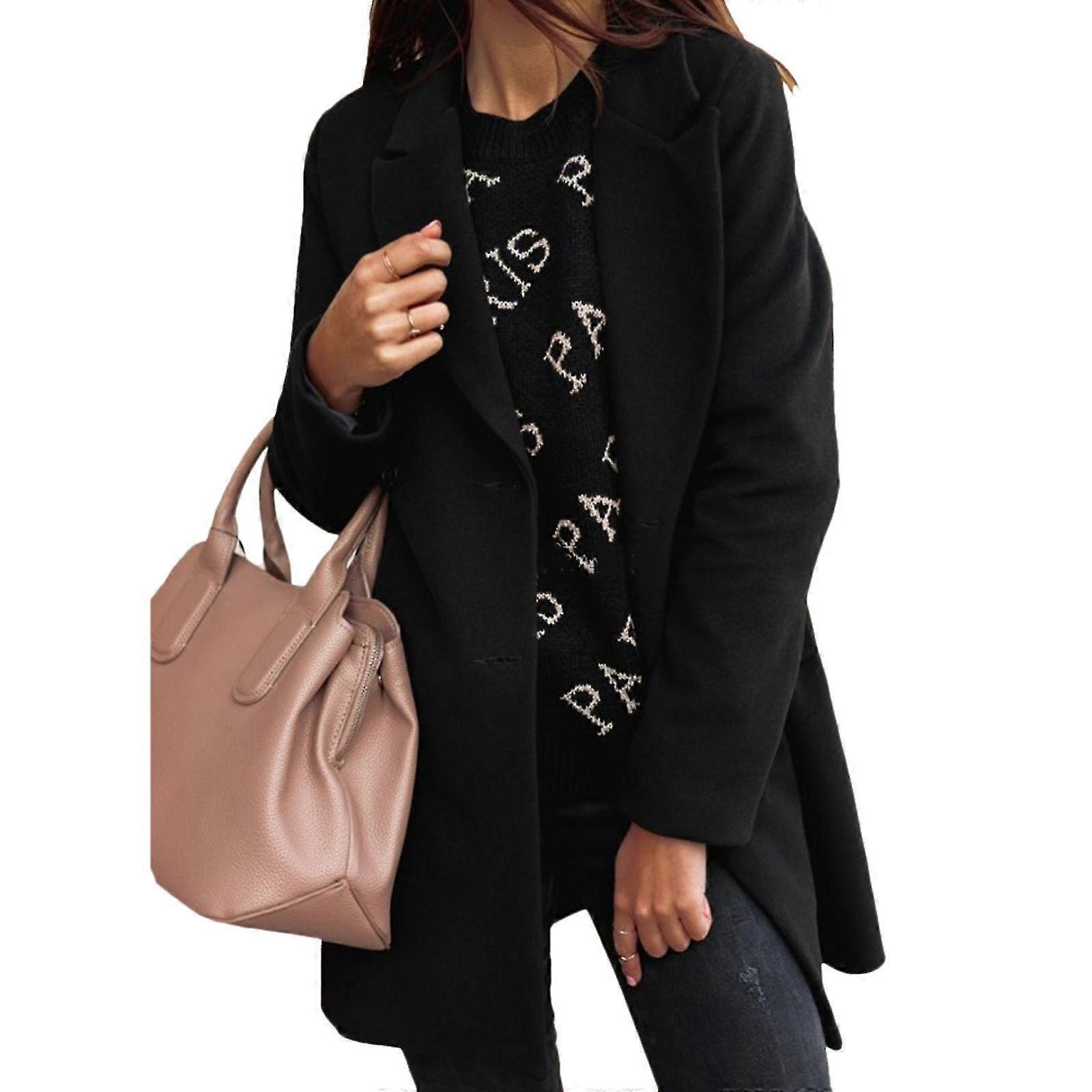 Dames Revers Overjas Trench Coats Jacket Coat Solid Outwear