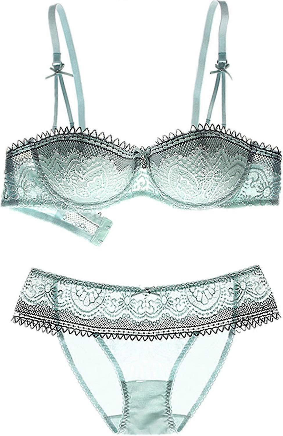 Nature Womens Thin  Removable  Push-Up Bralette  Lace Balconette Bra Set