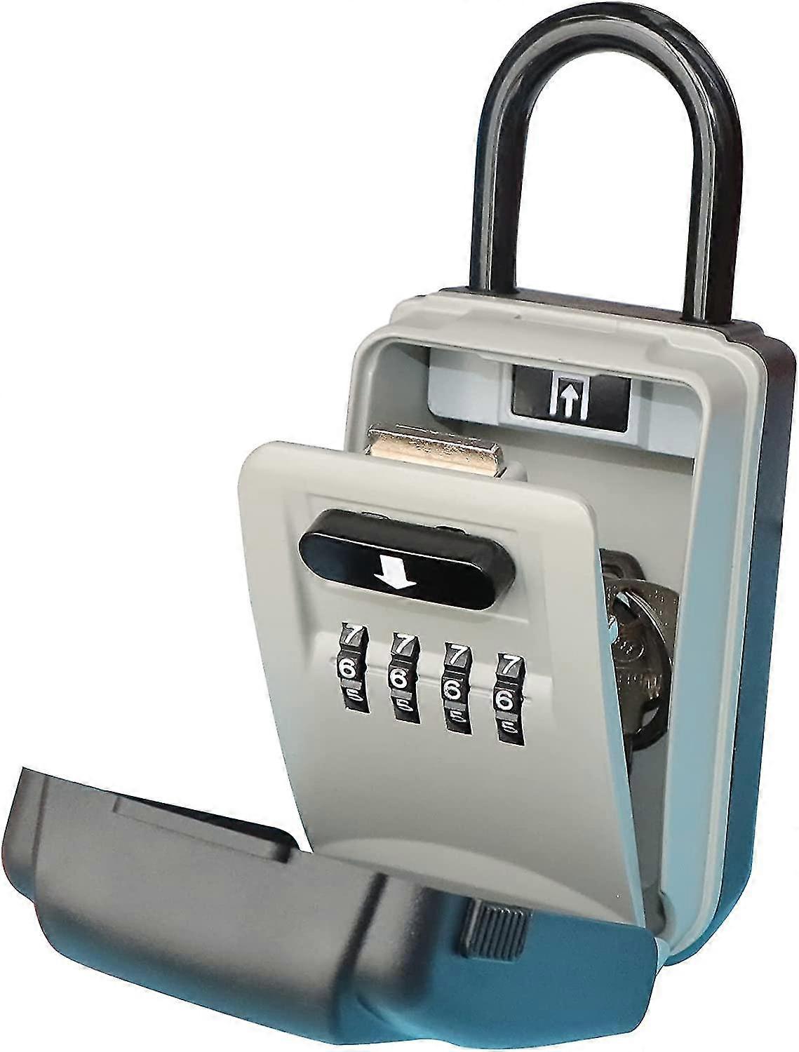 Key Lock Box For Outside Surfing, 4 Digit Combination Lockbox For House Key, Portable Key Safe Padlock For Cars, Indoor, Garage, Garden, Store, Realto