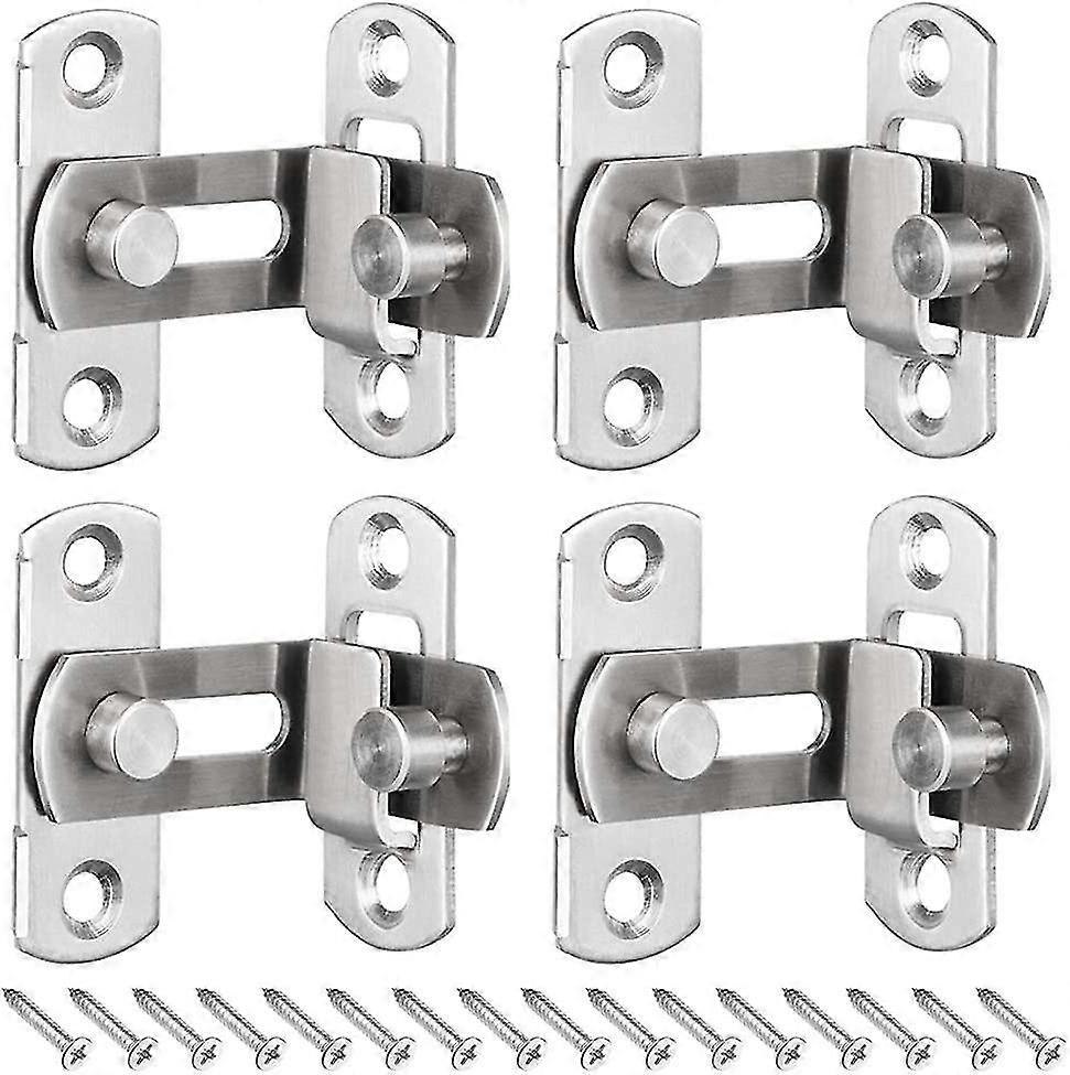 4 Pack Door Latch Gate 90 Degree Right Angle Flip Latch With Screws Stainless Steel Barn Sliding Door Lock Heavy Duty Hasp Latch For Bathroom Toilet D