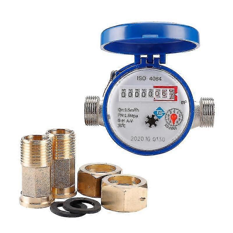 Water Meter Mechanical Rotary Wing 0-30 Cold E-type 12" - 34" Qn 1.5m3h Precision 0.0001m3 With All Copper Connector