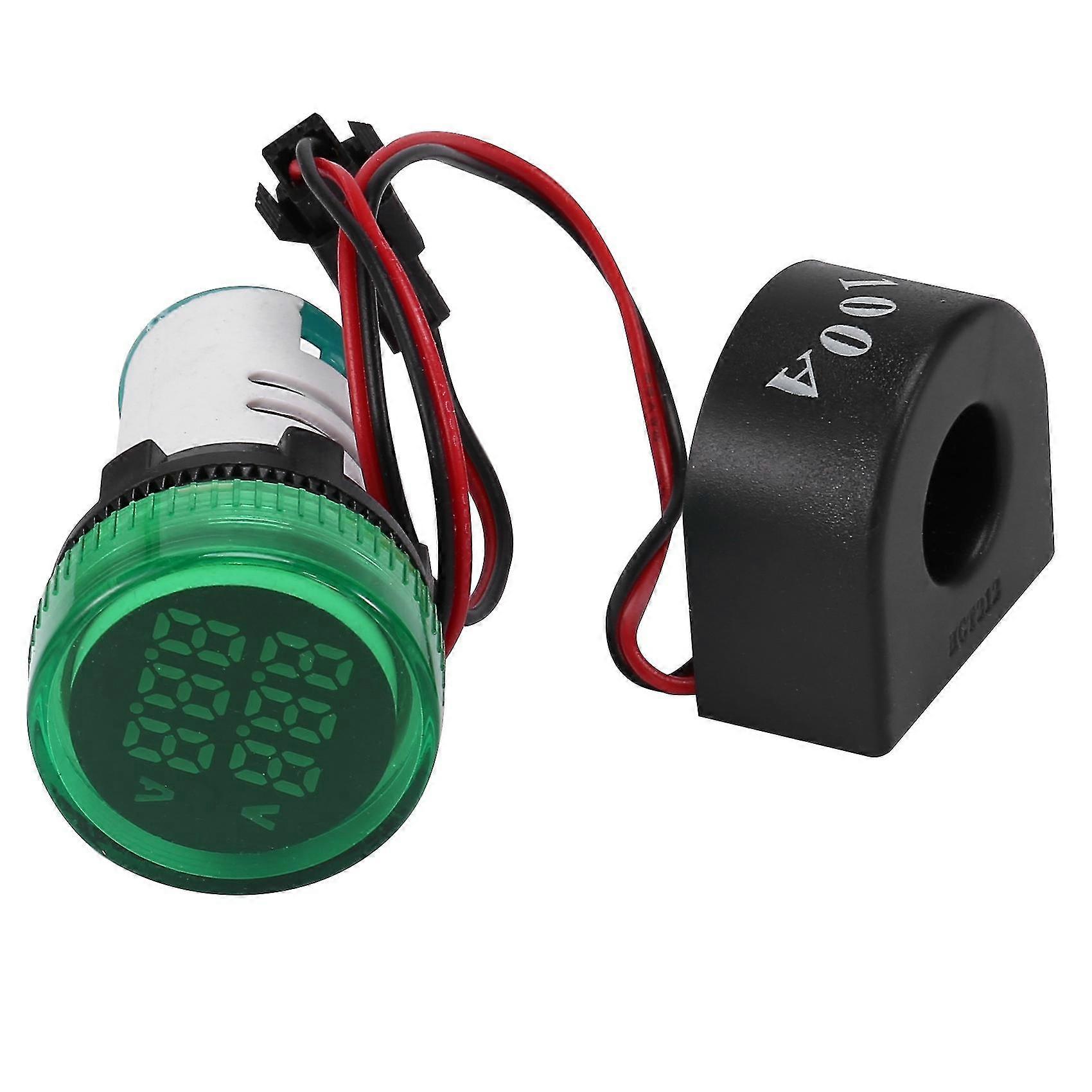 Mini Digital Voltmeter Ammeter 22mm Round Ac 50-500v 0-100a Amp Volt Voltage Tester Meter Dual Led