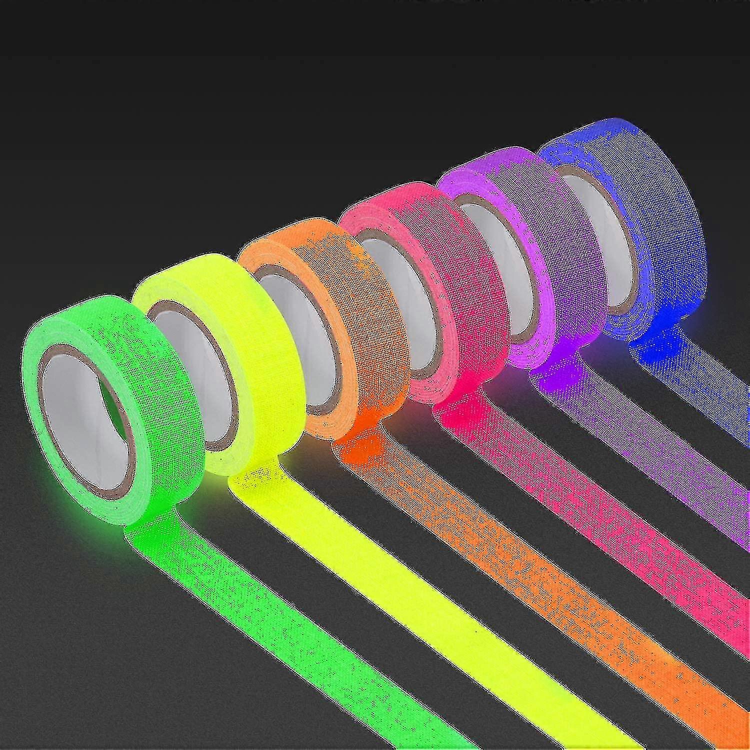 Uv Blacklight Reactive (6 Colors) 0.59inch X 16.4ft Per Color, Fluorescent Cloth/neon Gaffer Tape(6pack)