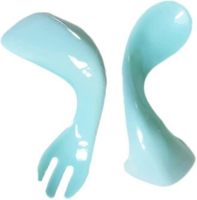 Baby Spoons,baby Spoons 2pcs Abs Plastic Cranked Spoons For Baby To Learn Eating Toddler Feeding Training Spoons Blue