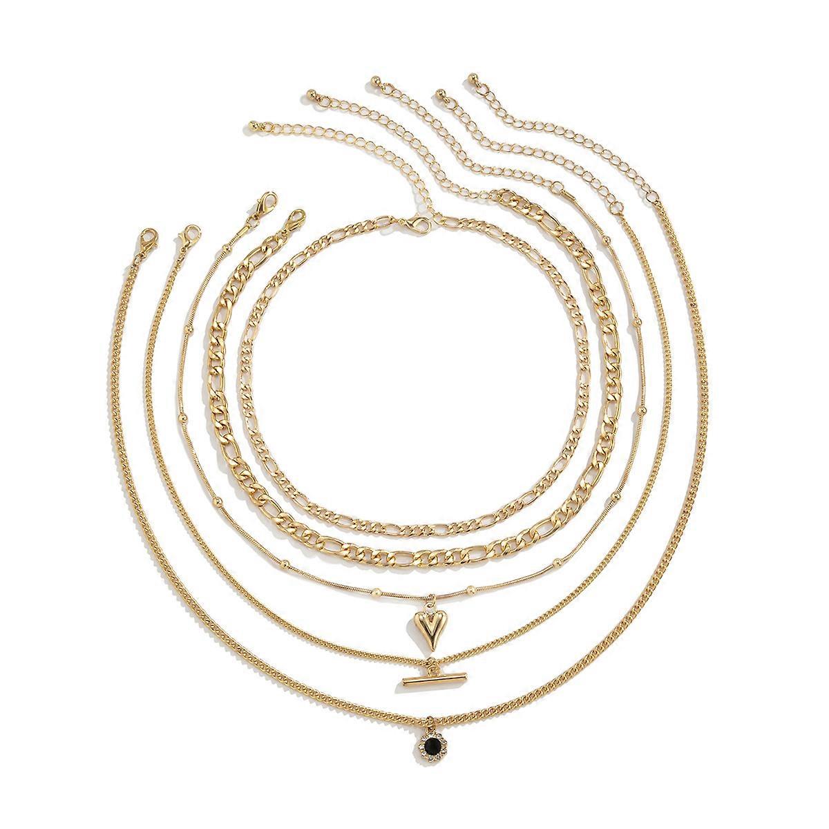 5pcs Gold Snake Bone Chain Necklace