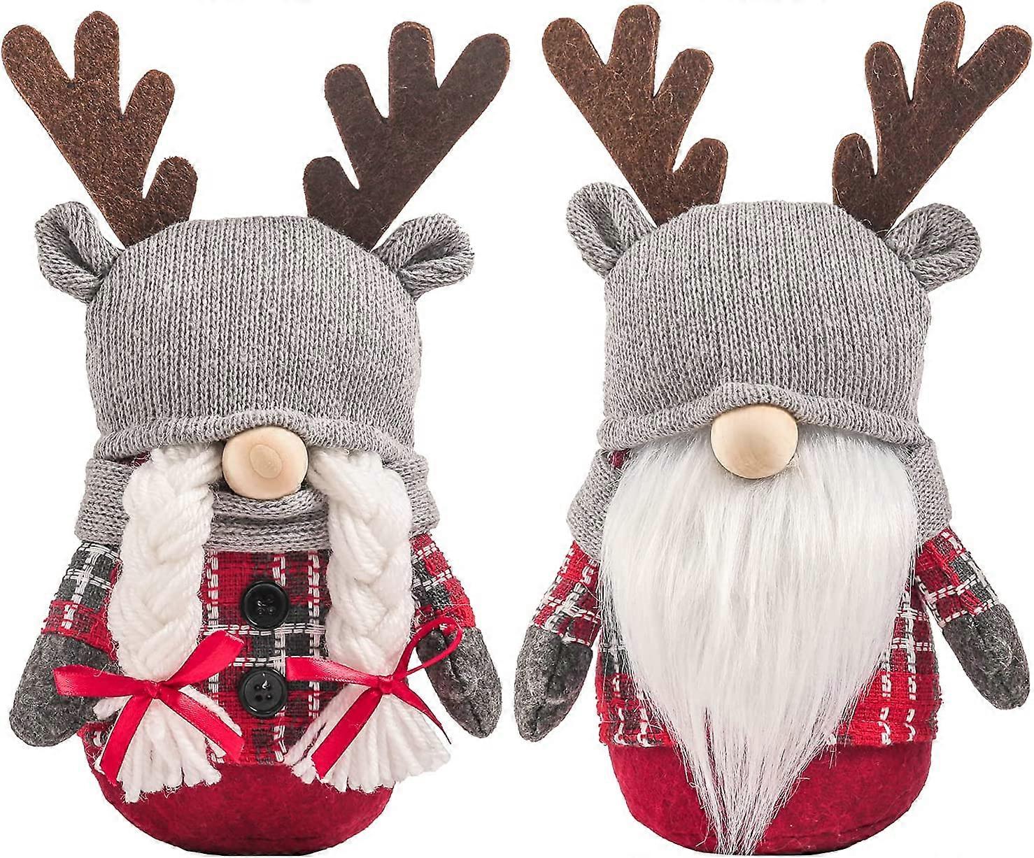 2 Pcs Elk Gnome Plush Decorations with Elk Hat