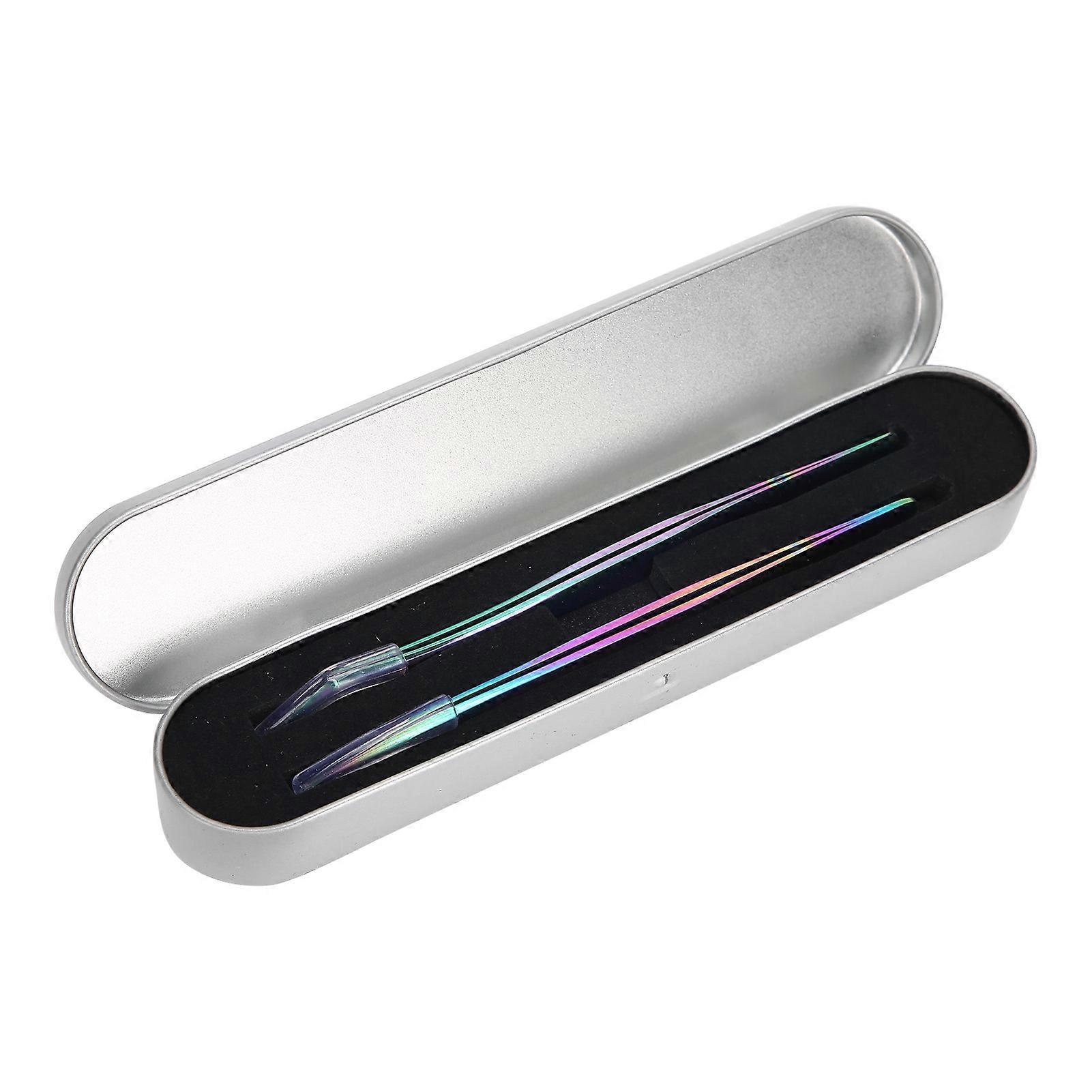2pcs Stainless Steel False Eyelash Grafting Tweezers Eyelash Extension Clip Set (Colour)