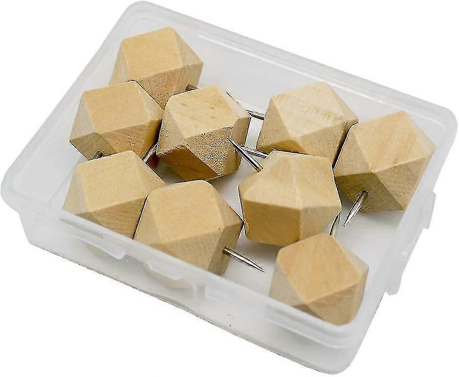 Set Of 9 Wooden Thumbtacks With Steel Tip