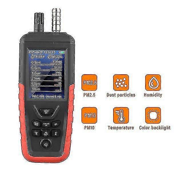 Dust Particle Counter 6-channel 0.3um/0.5m/1.0m/ 2.5m/ 5.0m/10um Pm2.5 Pm10 With 3.2-inch Backlight Tft Air Quality Tester