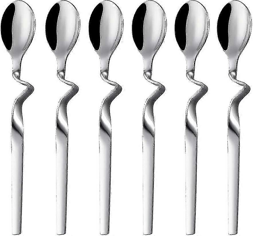 Espresso Spoon, Stainless Steel Jam Honey Spoon, Coffee Stir Spoon With Curved Handle, Set Of 6