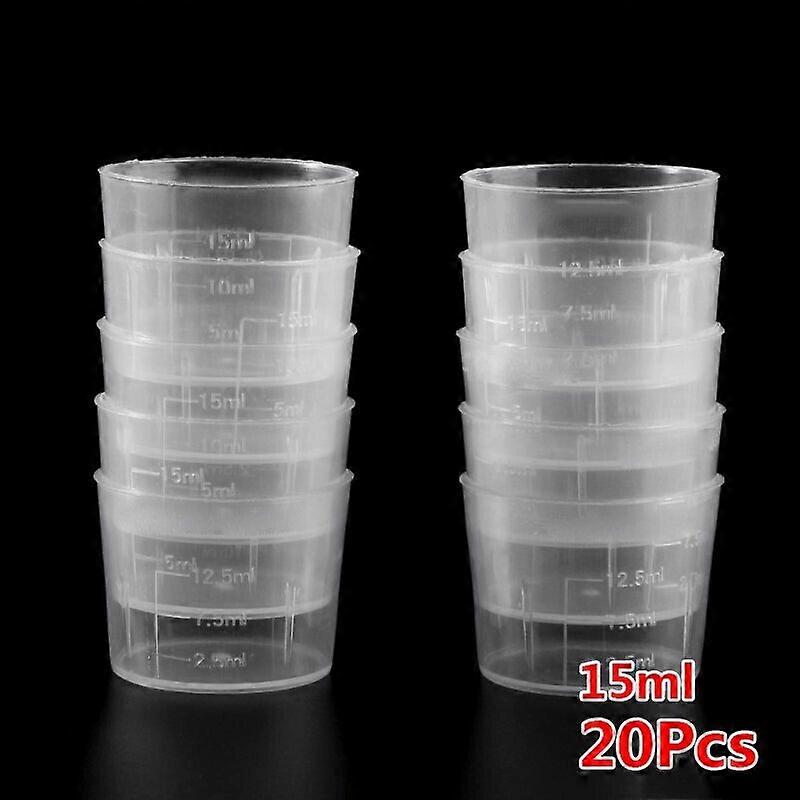 20x 15/30/50ml Plastics Measure Measuring Cups Dual Scales Cup Container Holder