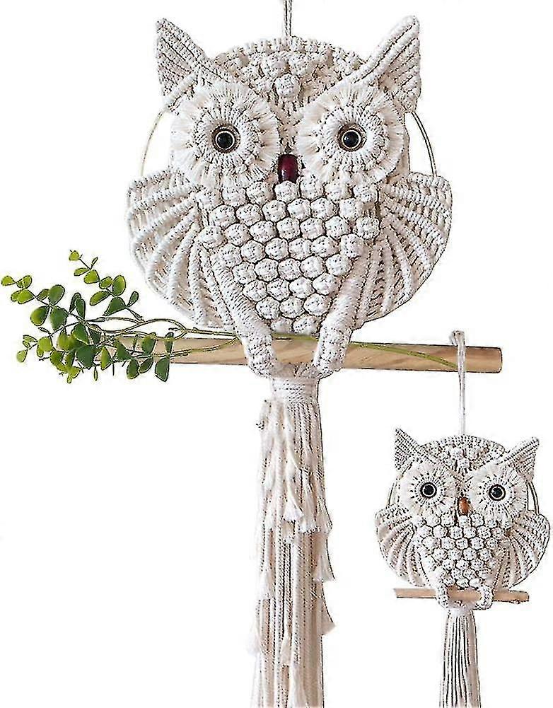 Sova Macrame Závesný gobelín Umelecký dekor Ručne tkané Boho Ornament Nástenné ozdoby pre kancelársku spálňu Domov