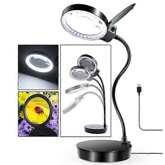 10X Magnifying Glass with Light and Stand, Desktop Hands Free Magnifier, Lighted Magnifying Glass