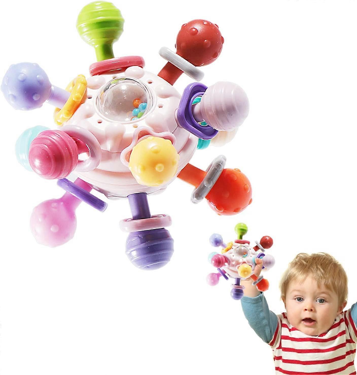 Teething Toys for Baby Baby Rattle Teething Ball Toys Soft Silicone Sensory Teether Balls Colorful Teething Balls Grasping Activities Baby Toys for 0-