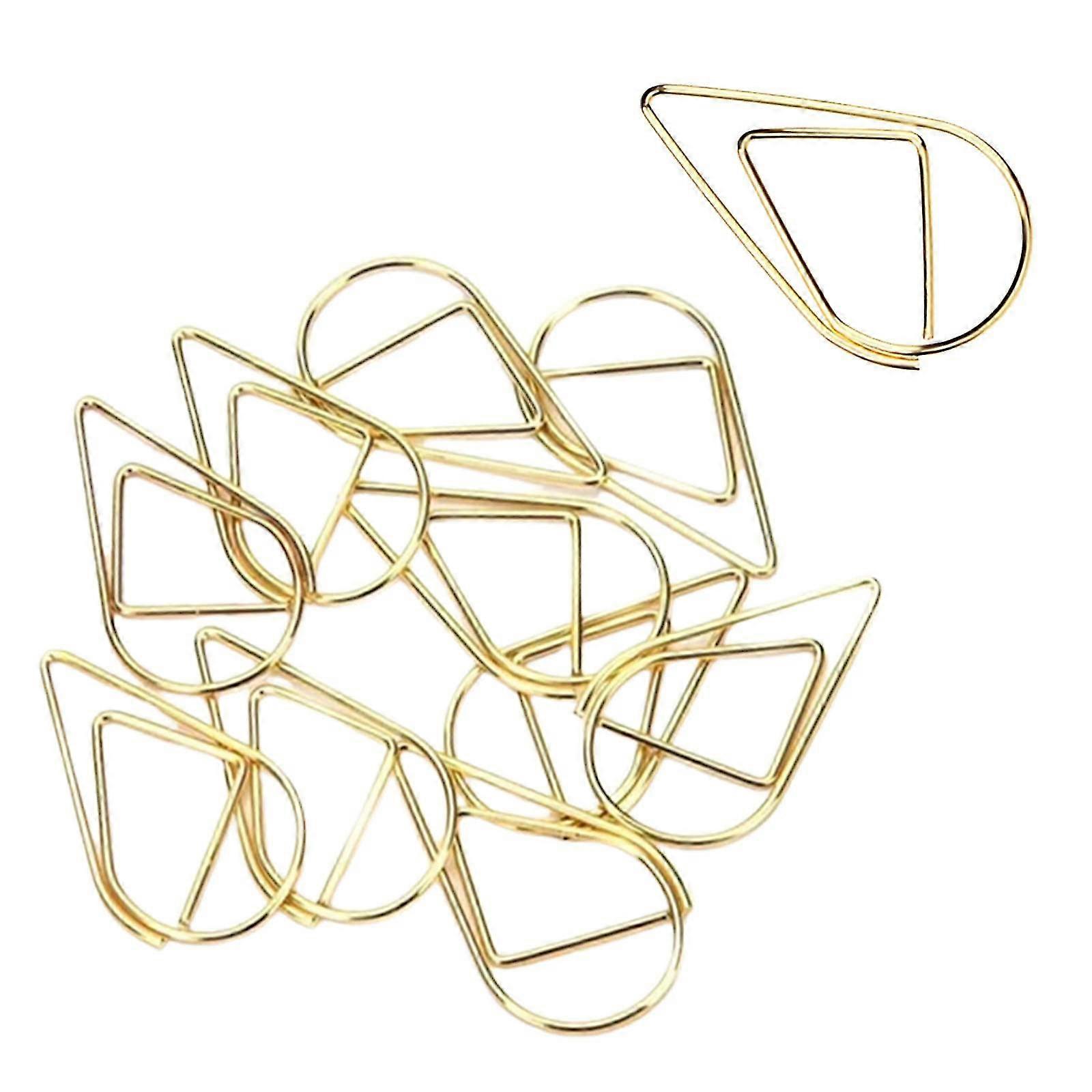 100 db Retro üreges vízcsepp alakú kis gemkapcsok Fém könyvjelző klipek Jelkapcsok gemkapocs, 15x25mm, arany
