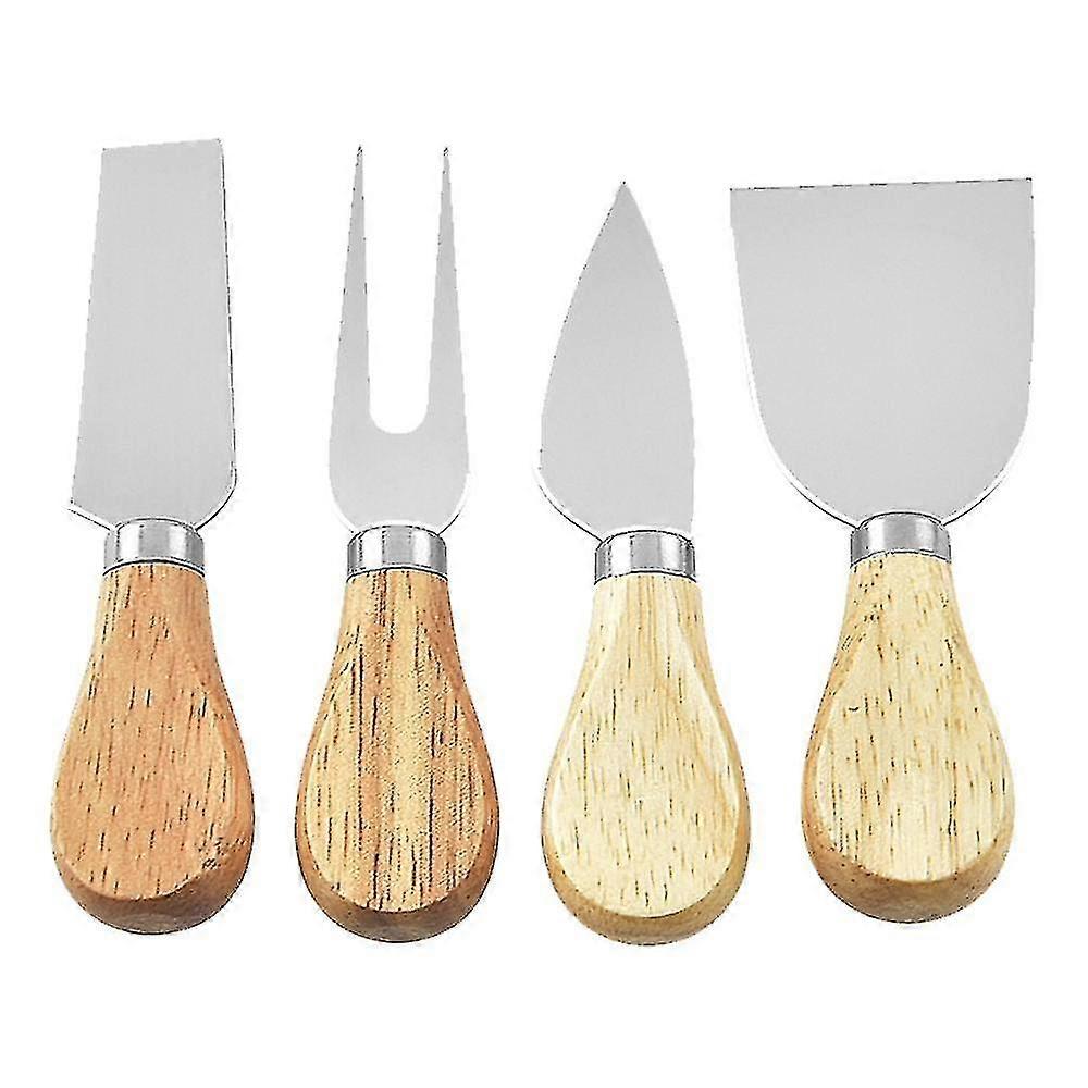 4 Pieces Set Of Cheese Knives With Acacia Wooden Handles