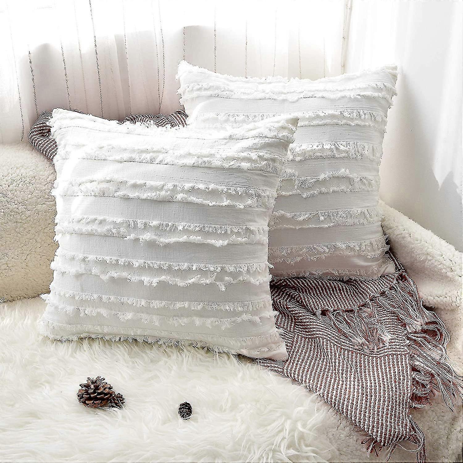 Set di 2 cuscini cuscino, nappa decorativa design cotone cuscino Cov