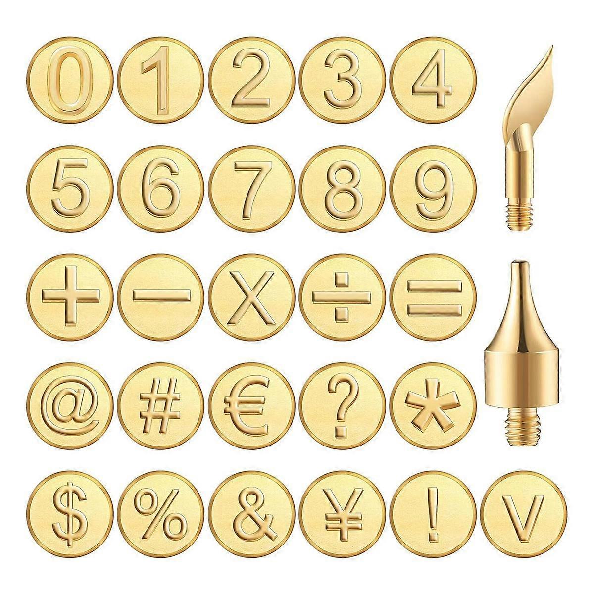 28 Pieces Wood Burning Tip Number Wood Burning Tool Number and Symbol Set for Wood and Other Surface By Wooden Number