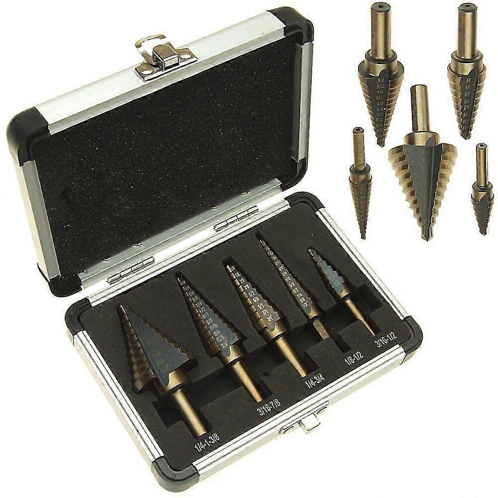 5pc Hss Cobalt Step Drill Bit Set Titanium Cone Drill Hole Cutter Bit Multiple Hole 50 Sizes Step Drill Bit Power Tool Drill Bit