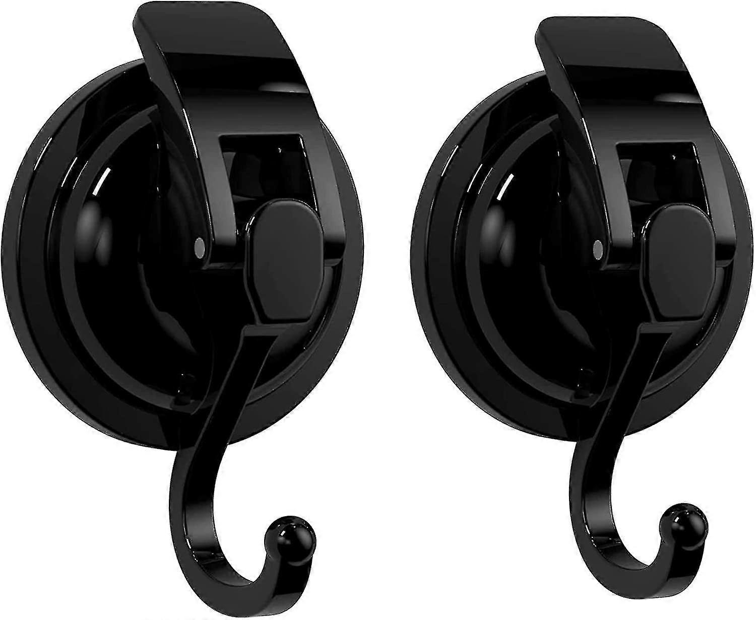Suction Cup Hooks, 2 Pack Matte Black Heavy-duty Suction Cup Hooks, Easy To Install And Removable Without Punching - SNNGV