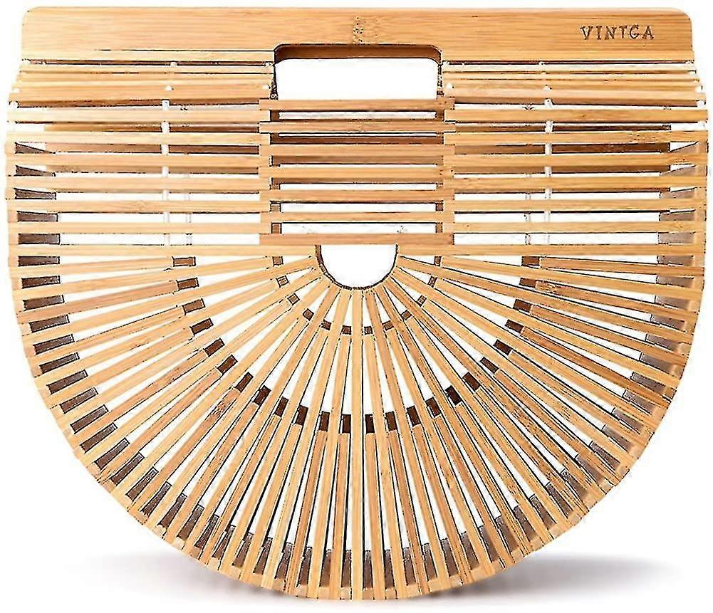 Bambu väskor för kvinnor sommar halm väskor trä beach plånböcker korg handtag handväskor