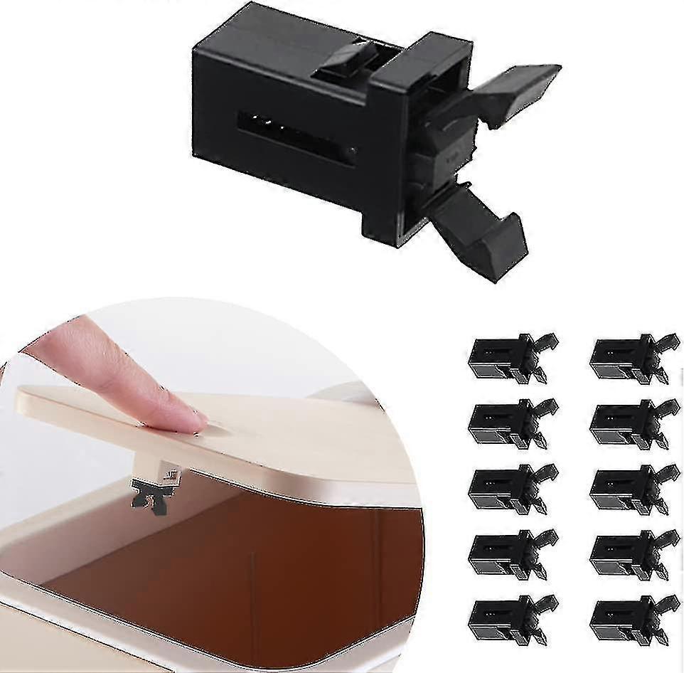 Plastic Replacement Latches, 10 Pieces Plastic Trash Can Self-locking Latch Switch Replacement Socket Black PXCL