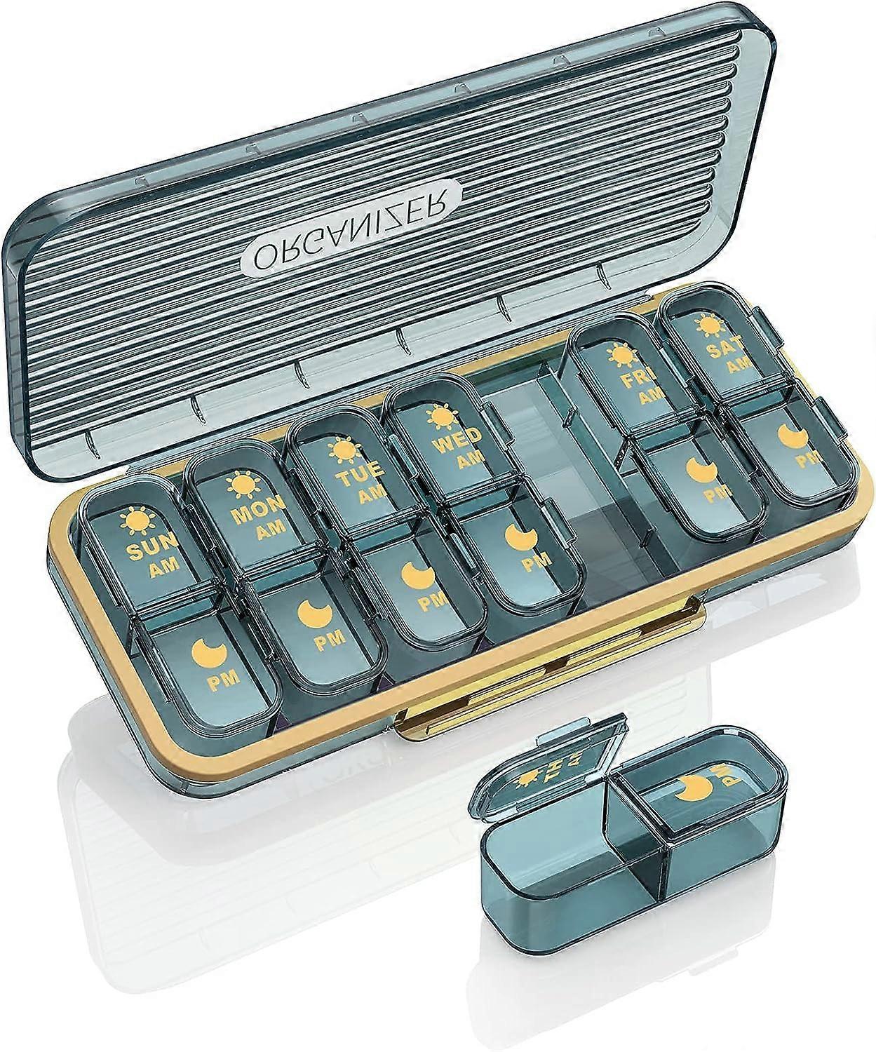 AM/PM Pill Organizer 7 Day, Pill Box 2 Times A Day - Weekly Pill Organizer with Large Compartment,100% New