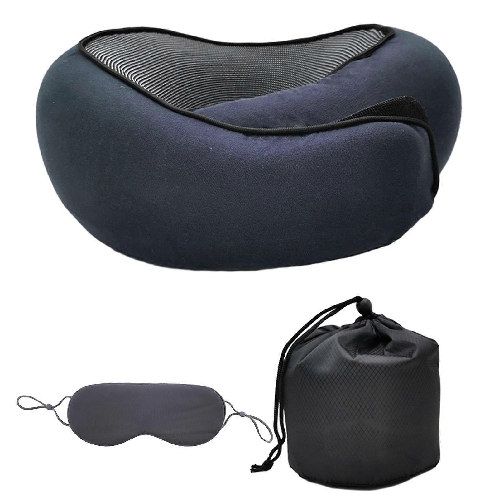 U-Shaped Pillow with Eyes Mask Set, Comfortable Travel Sleep Cervical Pillow for Napping Sleeping