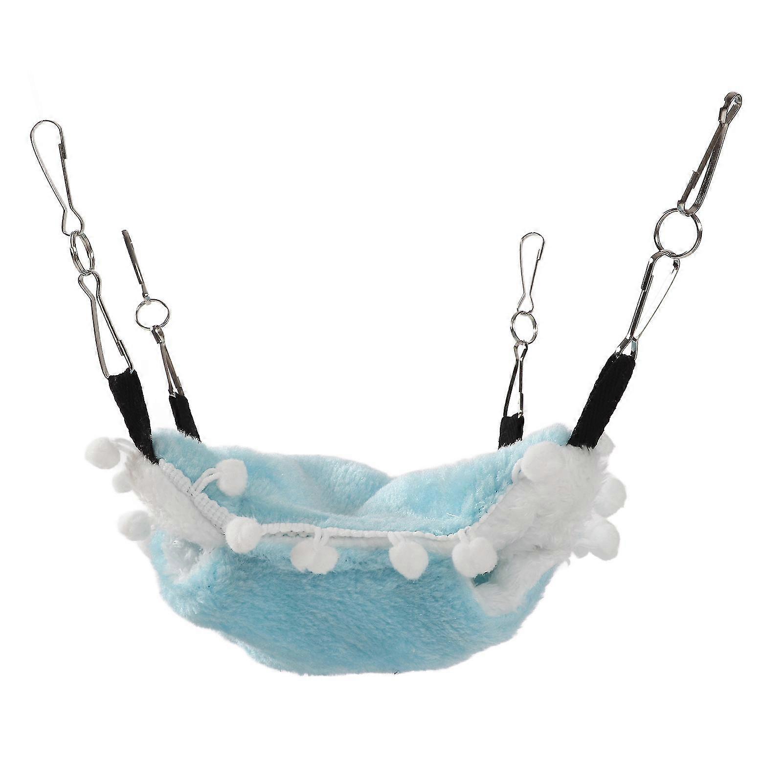 Plush Double Layer Pet Cage Hammock Swing Bed with Hook for Small Animals - Blue