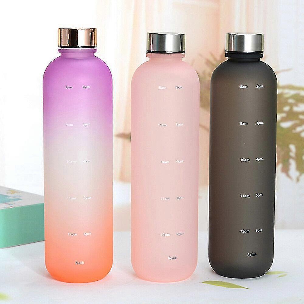 1l Water Bottle Motivational Drink Flask With Time Markings Bpa Free Sport Gym