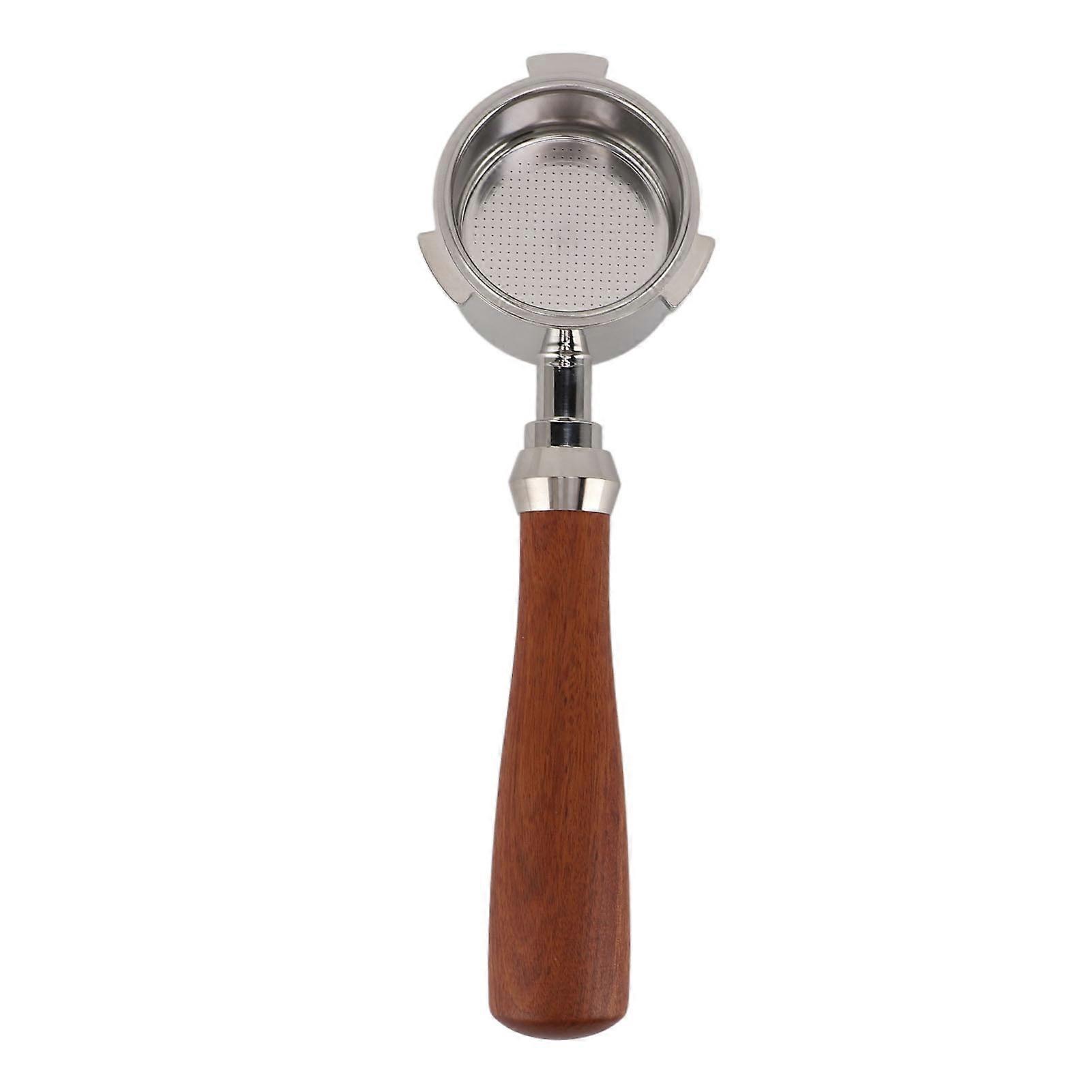 51mm Portafilter with Solid Wood Handle Ultra Fine Mesh Detachable 3 Ear Bottomless Portafilter for Delonghi