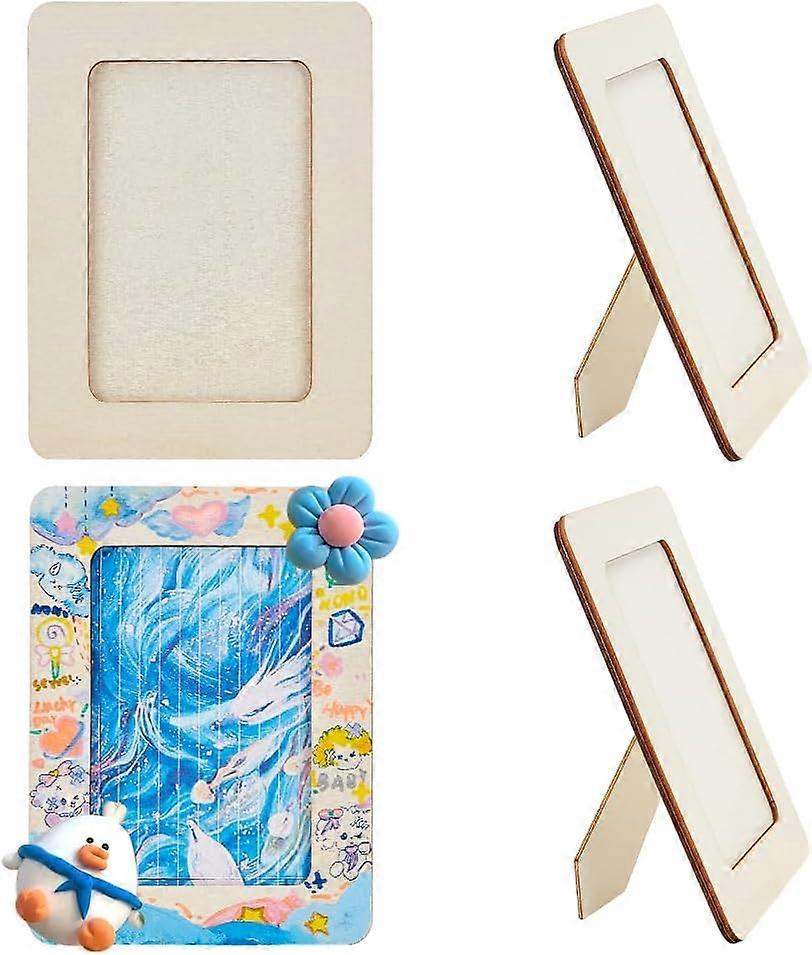 4pcs Wooden Picture Frame Rectangular 7.6" x 5.6" Craft Frames Set Natural Wood DIY Photo Frame for 5.2"x3.2" Photo Tabletop Display and Crafts DIY Pa