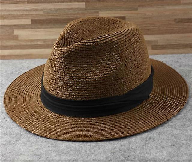 Chapeau Paille Femme Chapeau De Paille à Grande Tête Avec Chapeau Tissé En Paille Pliable, Grande Taille 60-64cm For Hommes, Chapeau Haut-de-forme, Protection Solaire, Chapeau D'ombrage(Beige,58-60cm