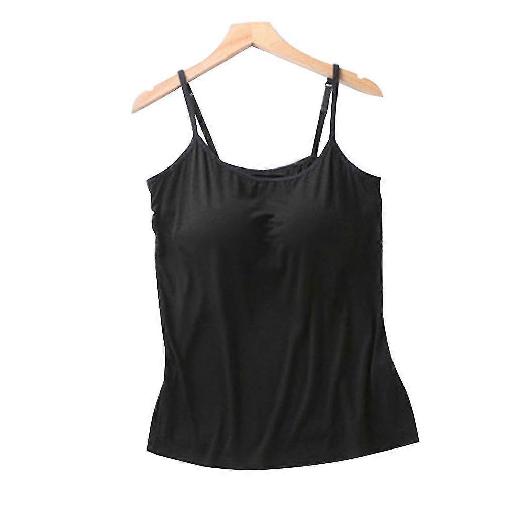 Women Cotton Camisole With Shelf Bra Adjustable Spaghetti Strap Tank Top Cami Tanks