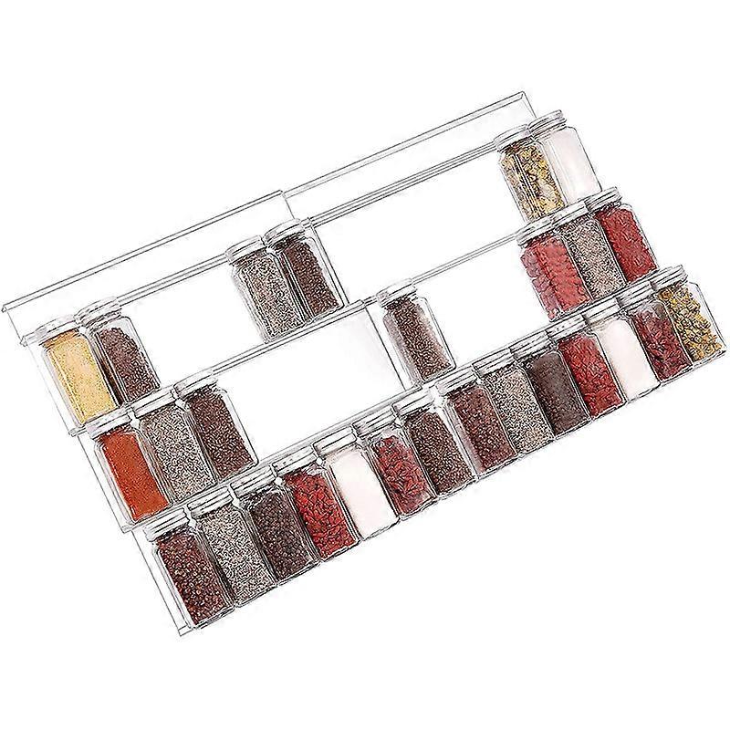 Spice Box Insert 30cm to 60cm, Expandable, Spice Rack Drawer, 3 Tiers, Set of 6 - Clear