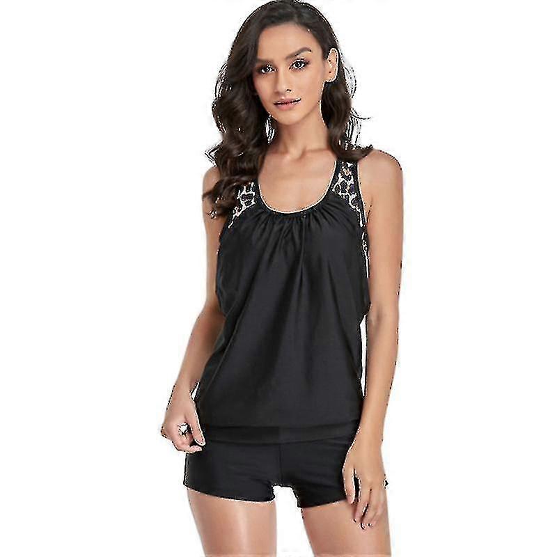 Blouson Rayé Imprimé Strappy T-back Push Up Tankini Top Avec Shorts