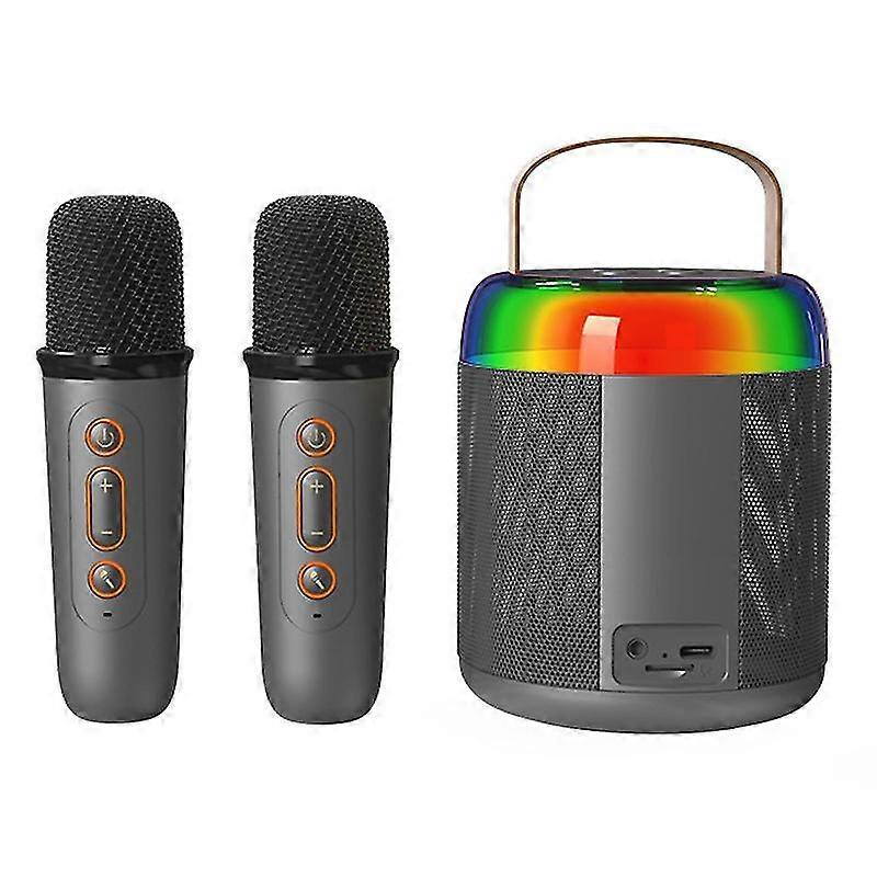 Y2 Colorful Light Mini Karaoke Machine Portable Bluetooth Speaker with 2 Wireless Microphones