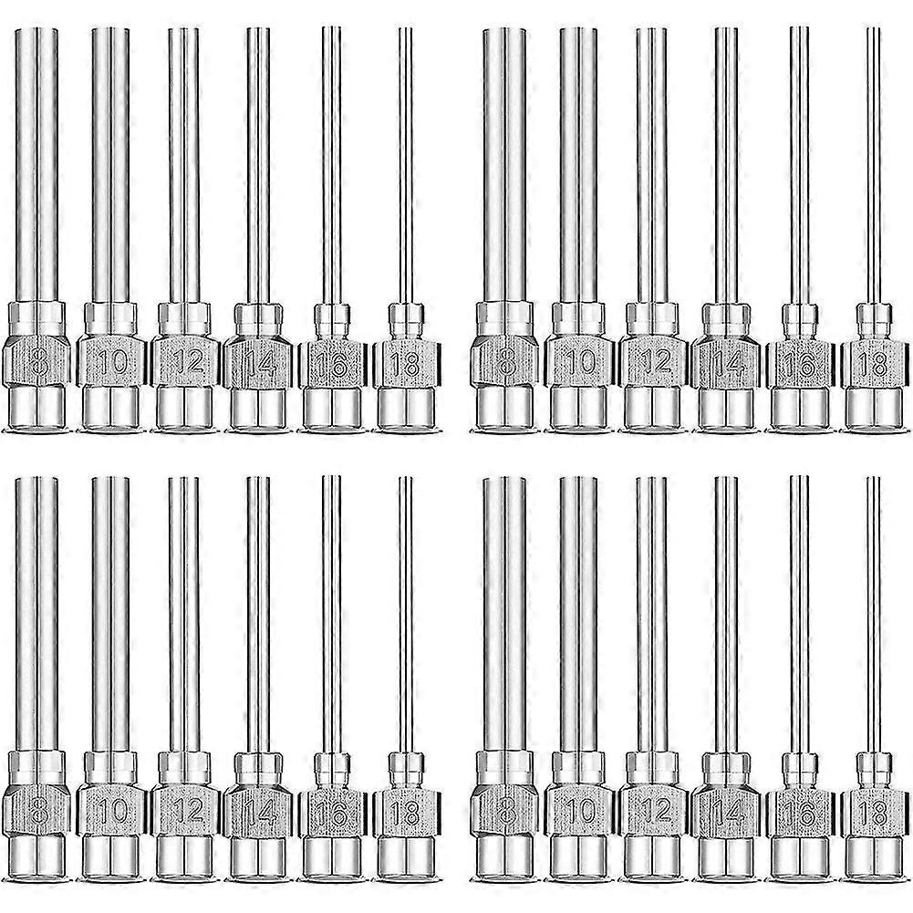 24 Τεμάχια Βελόνα Διανομής 1 Ίντσα Από Ανοξείδωτο Ατσάλι Άκρη Luer Lock Βελόνες (8,10,12,14,16,18gauge)