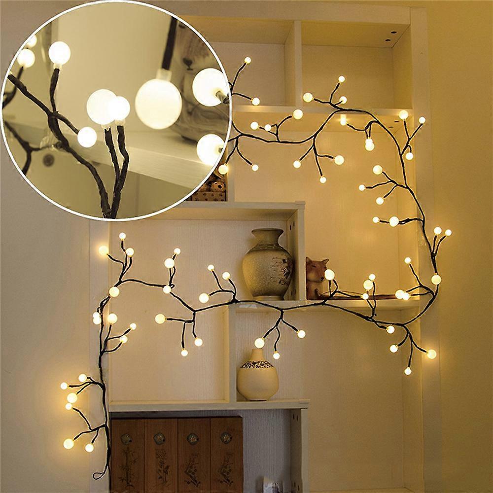 2.5M 60LED Willow Vine Lights String DIY Artificial Plants Willow Vine Lights Christmas Decorations for Walls Bedroom Year Party
