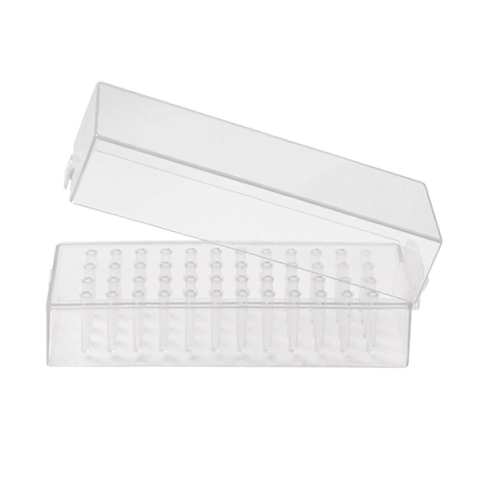 Professional Nail Polishing Grinding Drill Bit Holder Clear Storage Box