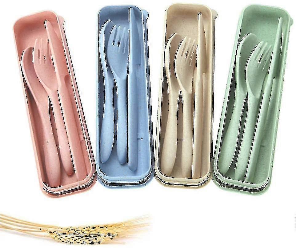 4-piece Portable Cutlery, Wheat Straw Cutlery, Spoon Cutlery Set, Suitable For Children And Adults T