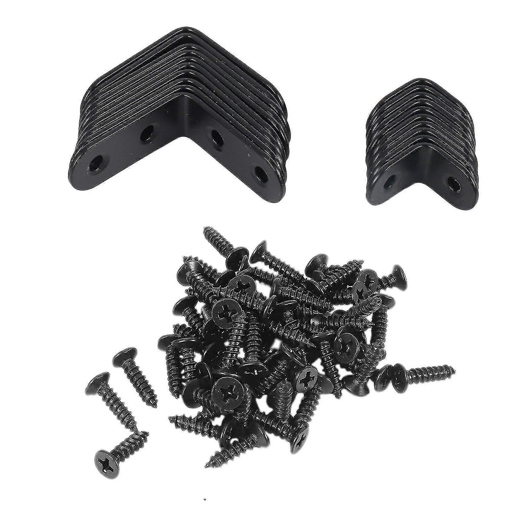 Stainless Steel Joint Bracket - 20 Pcs Black L Brackets, 90 Degree Angle