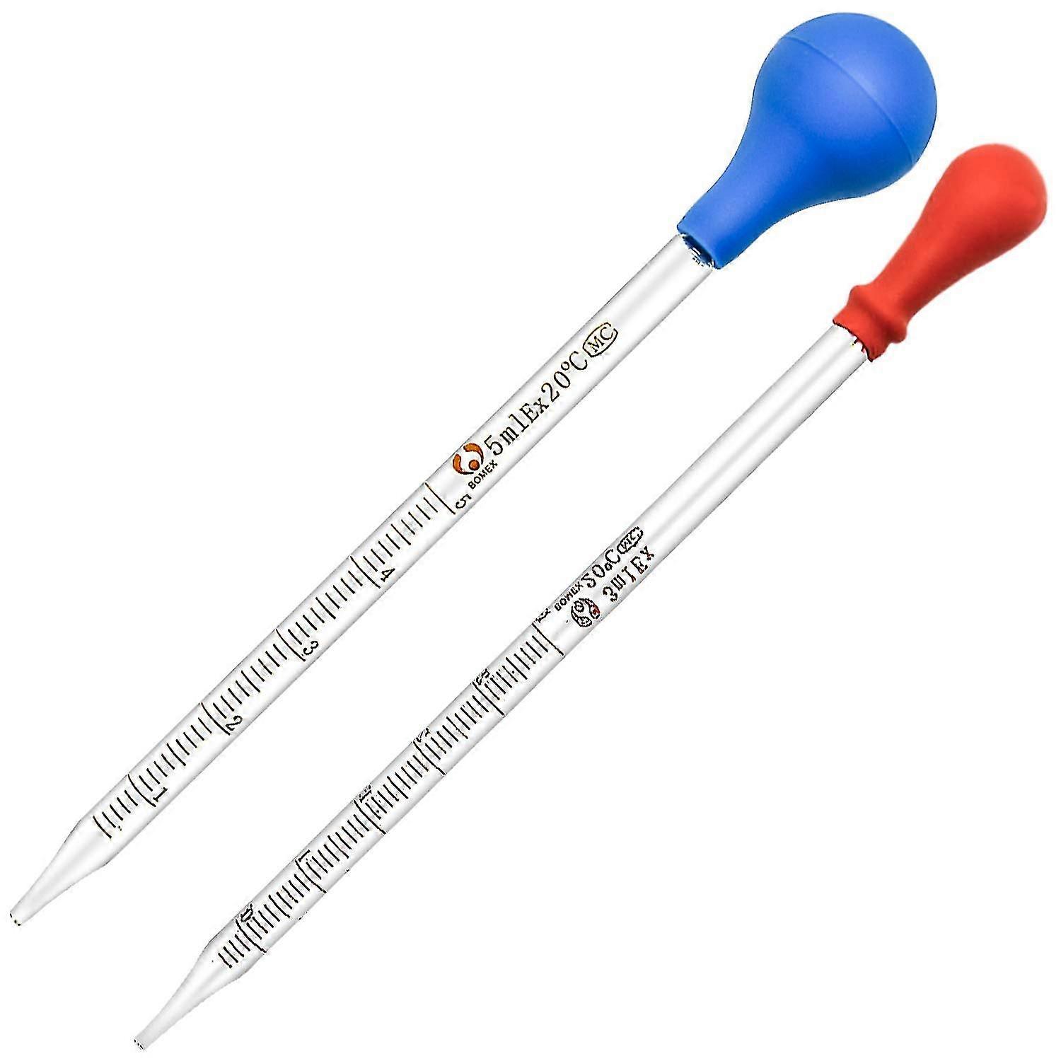Glas Tropfer Pipette 3 ml 5 ml Glas Pipette Graduierte Pipetten Pipetten 2 Stück Tropfen Pipette mit Scale Line Gummipipetten Ball