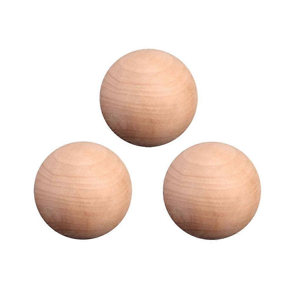 3PCS Wood Ball Round Shape Natural Unfinished Wooden Round Craft Ball Sanded Smooth Solid Wood Balls