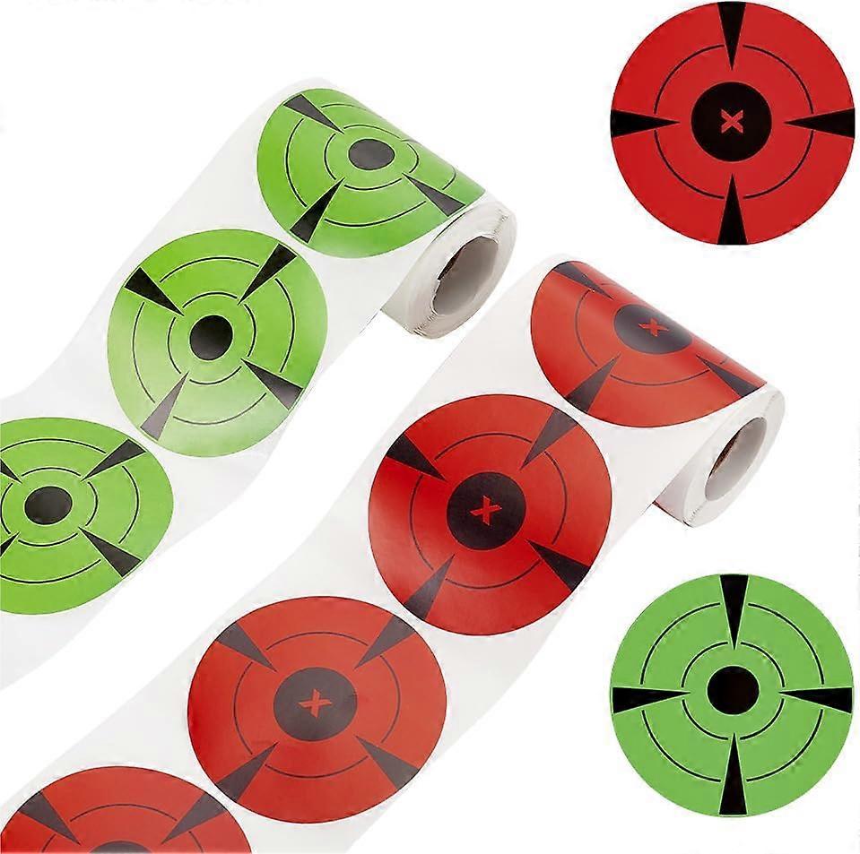 250 Pcs Self Adhesive Shooting Targets 3" Paper Fluorescent Shooting Target Stickers Red & Green Target Sticker Rolls Round Target Pasters Target Dots