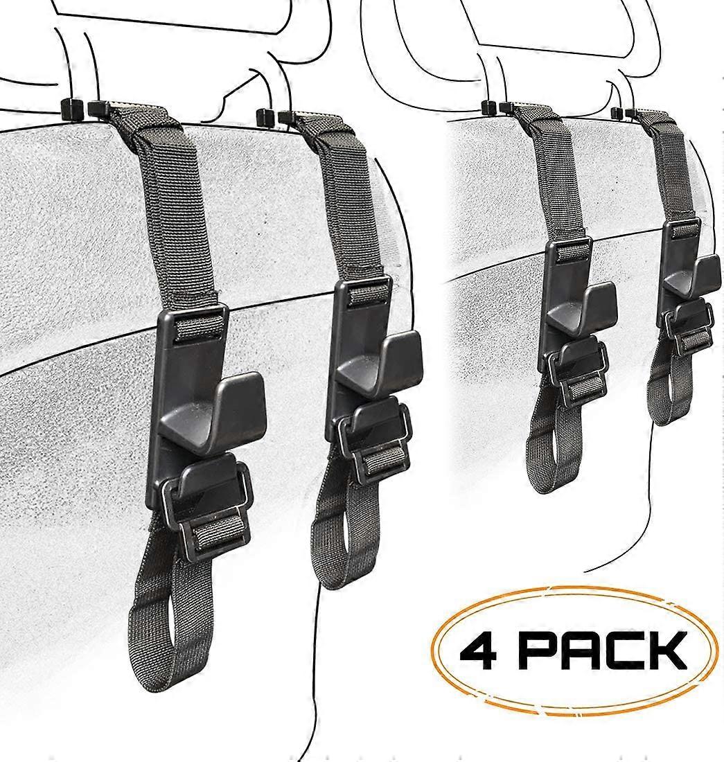 4-Pack Headrest Hooks for Car Universal Interior Auto Vehicle