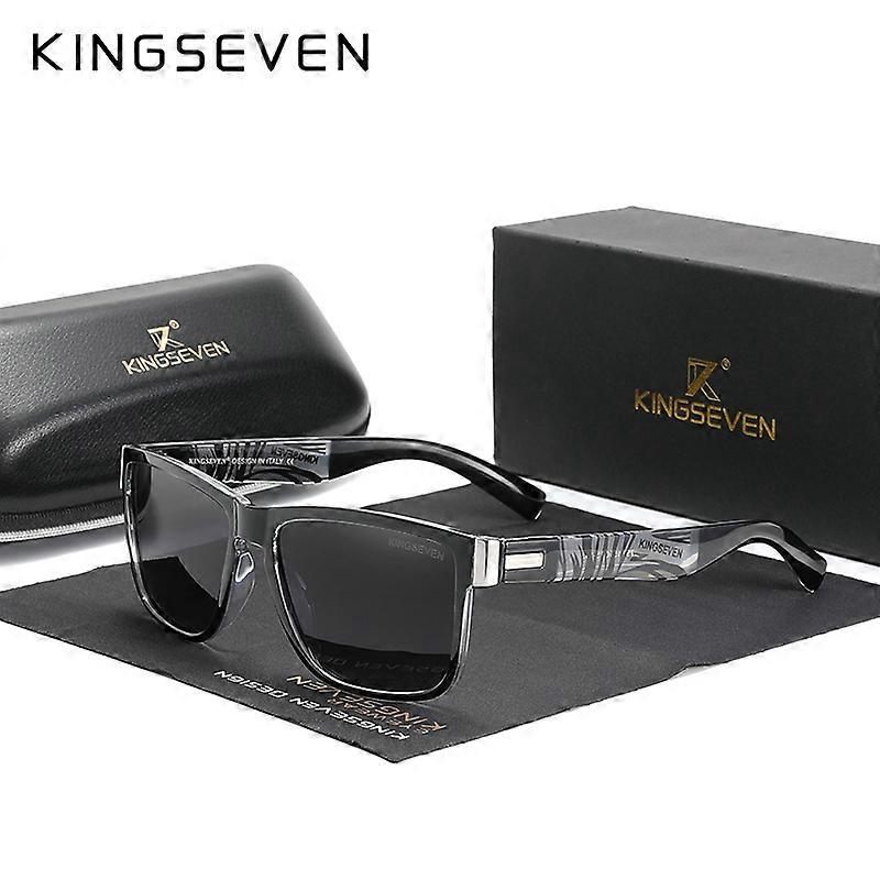 Genuine KINGSEVEN Brand Square Retro Gradient Polarized Sunglasses Women Men Carbon Fiber Pattern Design Outdoor Sports Eyewear